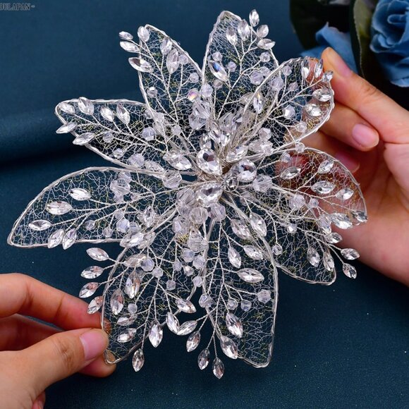 ⛄️⛄️Bridal inlaid rhinestone headdress hairpin/wedding flower shape - Picture 4 of 6